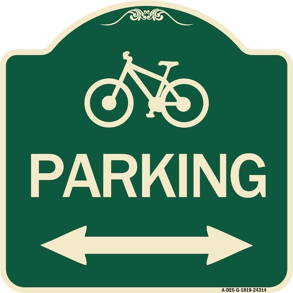 Signmission Bicycle Parking W/ Bidirectional Arrow Heavy-Gauge Aluminum Sign, 18" x 18", G-1818-24314 A-DES-G-1818-24314 - main